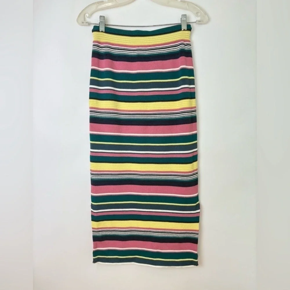 Maeve Anthropologie Lana Striped Knit Mock Neck Sleeveless Midi Dress Set Size M
